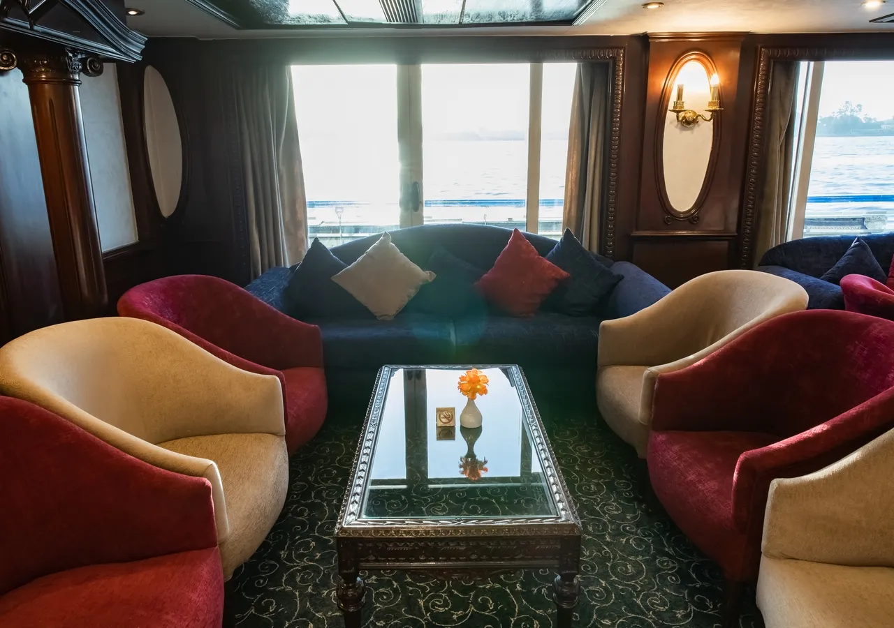 Lounge aboard the MS Monica Nile Cruise Nile cruise